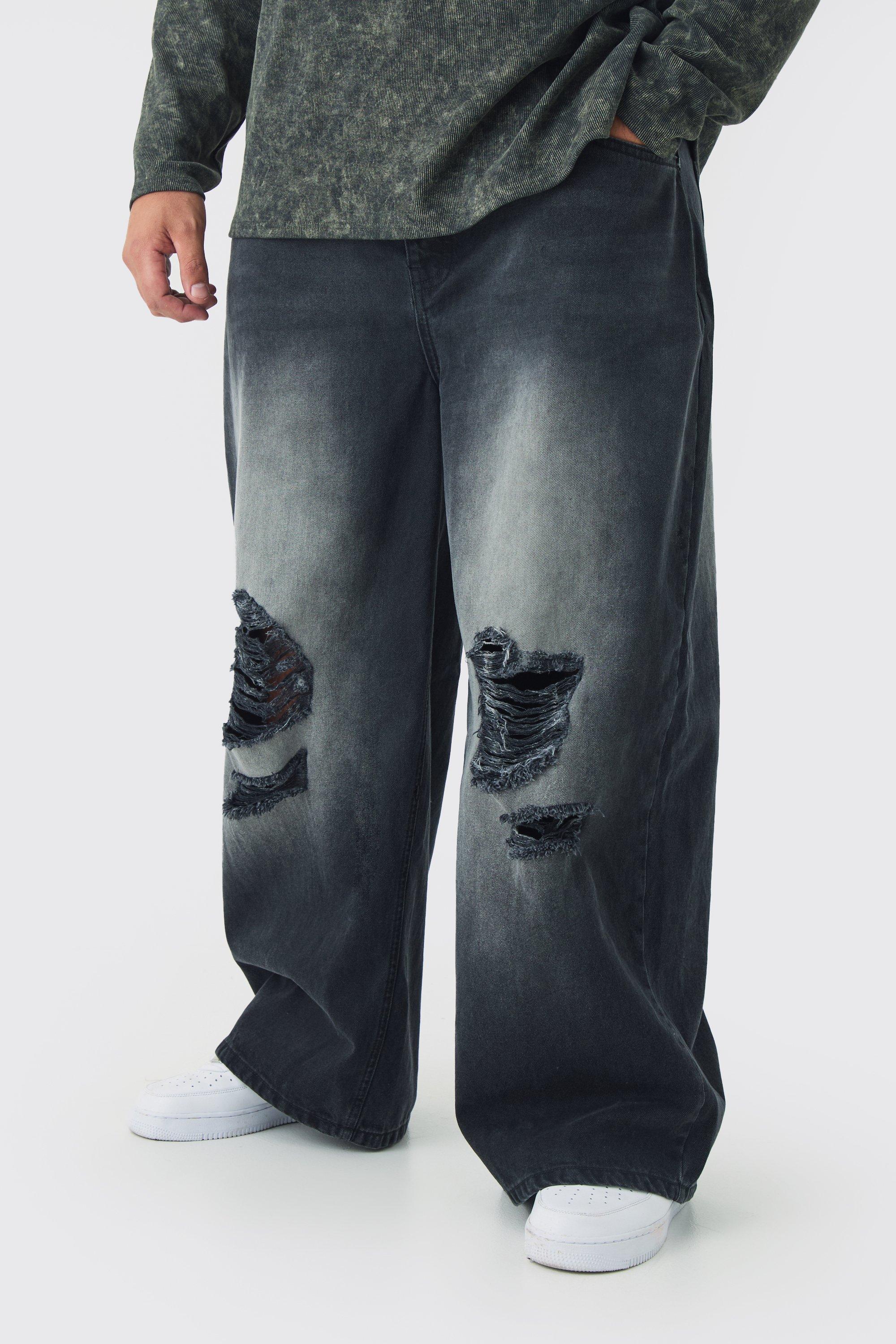 Baggy Jean Short - Distressed Black